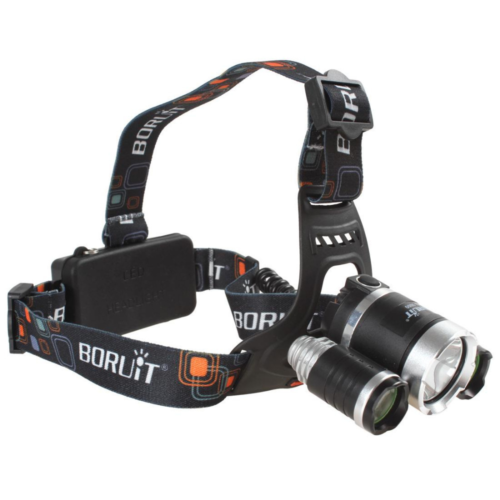 boruit super bright 2000lm led headlight headlamp 4 modes yellow light 1 x cree xm-l t6 & 2 x xp-g r5 led head lamp with charger