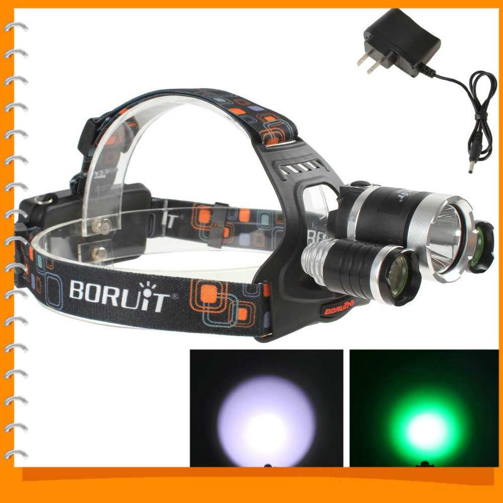 boruit super bright 2000lm led headlight headlamp green light 4 modes 1 x xm-l t6 led & 2 x xp-g r5 led head lamp with charger boruit super bright 2000lm led headlight headlamp green light 4 modes 1 x xm-l t6 led & 2 x xp-g r5 led head lamp with charger