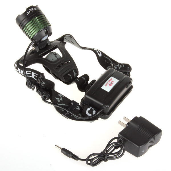 ! rechargeable waterproof zoomable cree xml t6 led headlamp headlight 1600 lumen head light lamp + charger