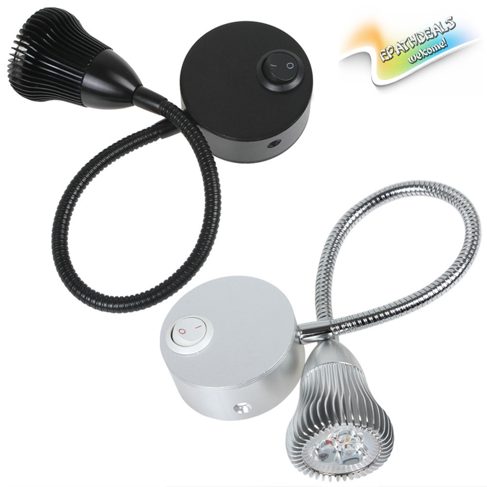220v 3w warm white 110lm led bedside wall lamp bedroom fashion modern home flexible hose led wall light with switch