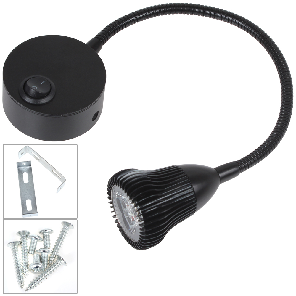 220v 3w warm white 110lm led bedside wall lamp bedroom fashion modern home flexible hose led wall light with switch