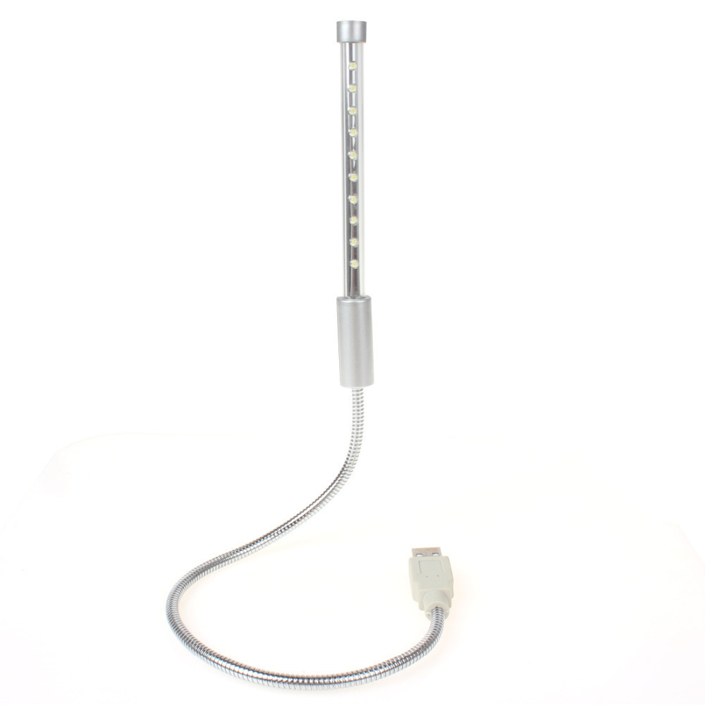 metal neck flexible 10 x leds mini usb light adjustable brightness usb lamp for pc / notebook / computer