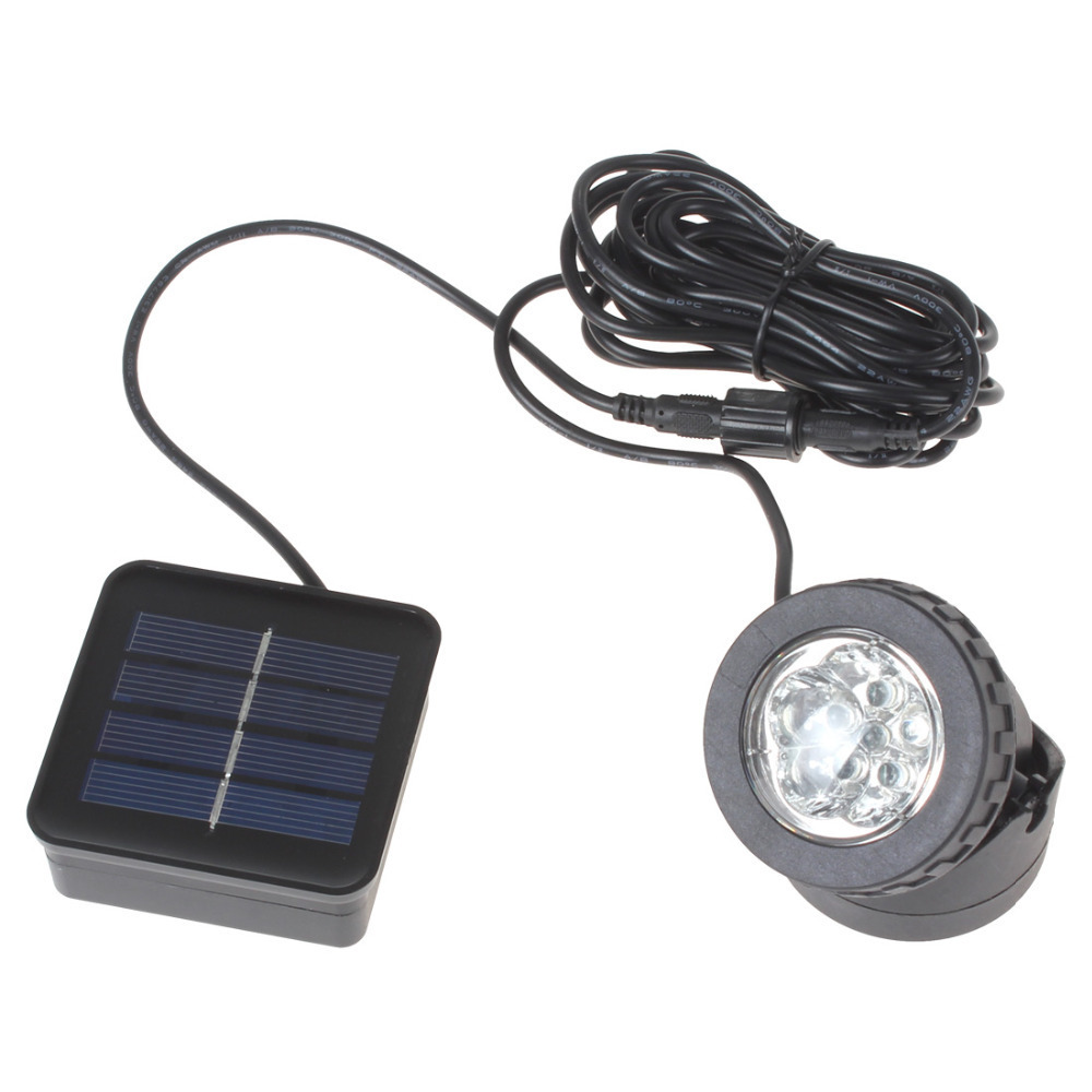 solar powered led spotlight outdoor waterproof 90 degree rotatable garden lawn pool yard light lamp + solar panel