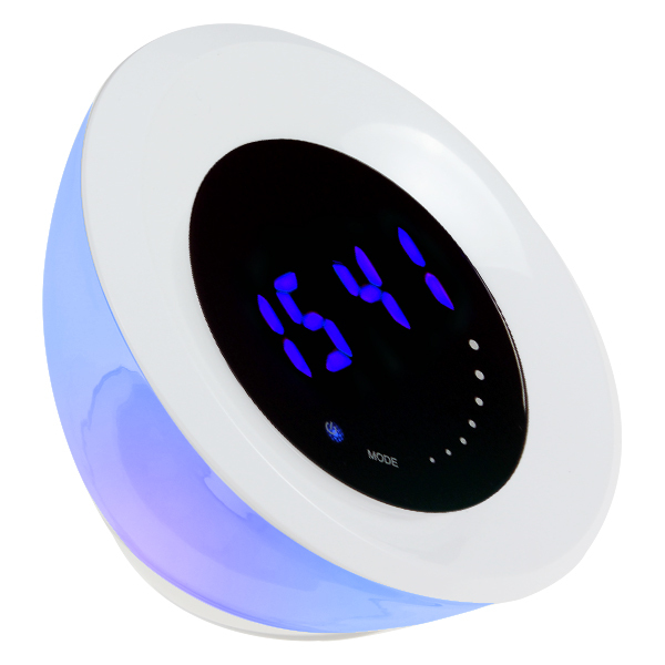 touch switch digital led alarm clock color changing atmosphere lamp blue light time display clock with 12 white + 15 rgb leds