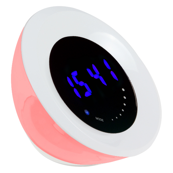 touch switch digital led alarm clock color changing atmosphere lamp blue light time display clock with 12 white + 15 rgb leds