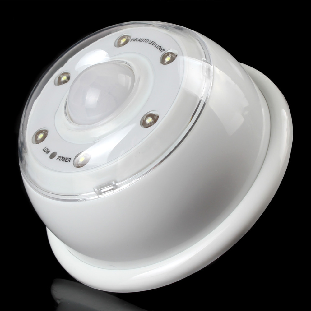 wireless infrared 6 led auto pir motion sensor light lamp battery powered night light with adjustable brightness & lighting time
