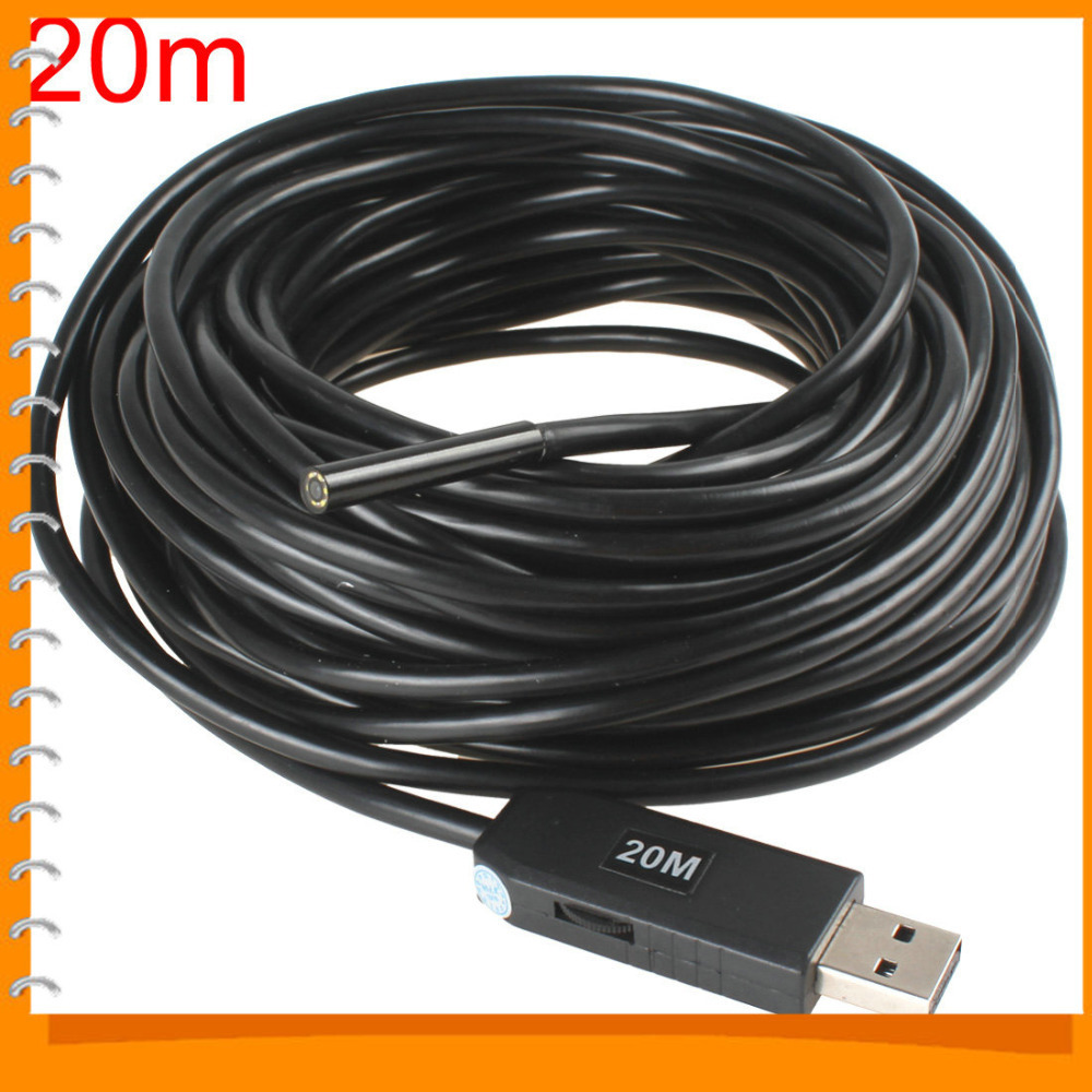 20m waterproof mini usb endoscope inspection camera 6 white leds 1/9 cmos 5.5mm lens mini borescope snake tube camera with p2p