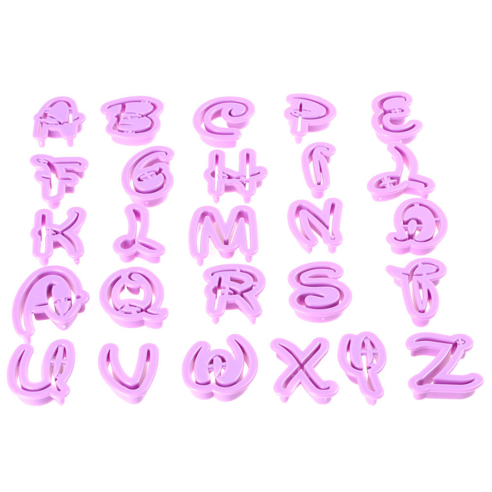 26pcs funky uppercase purple alphabet cake letters cutters plastic fondant cookie cutters set fondant letter moulds mold