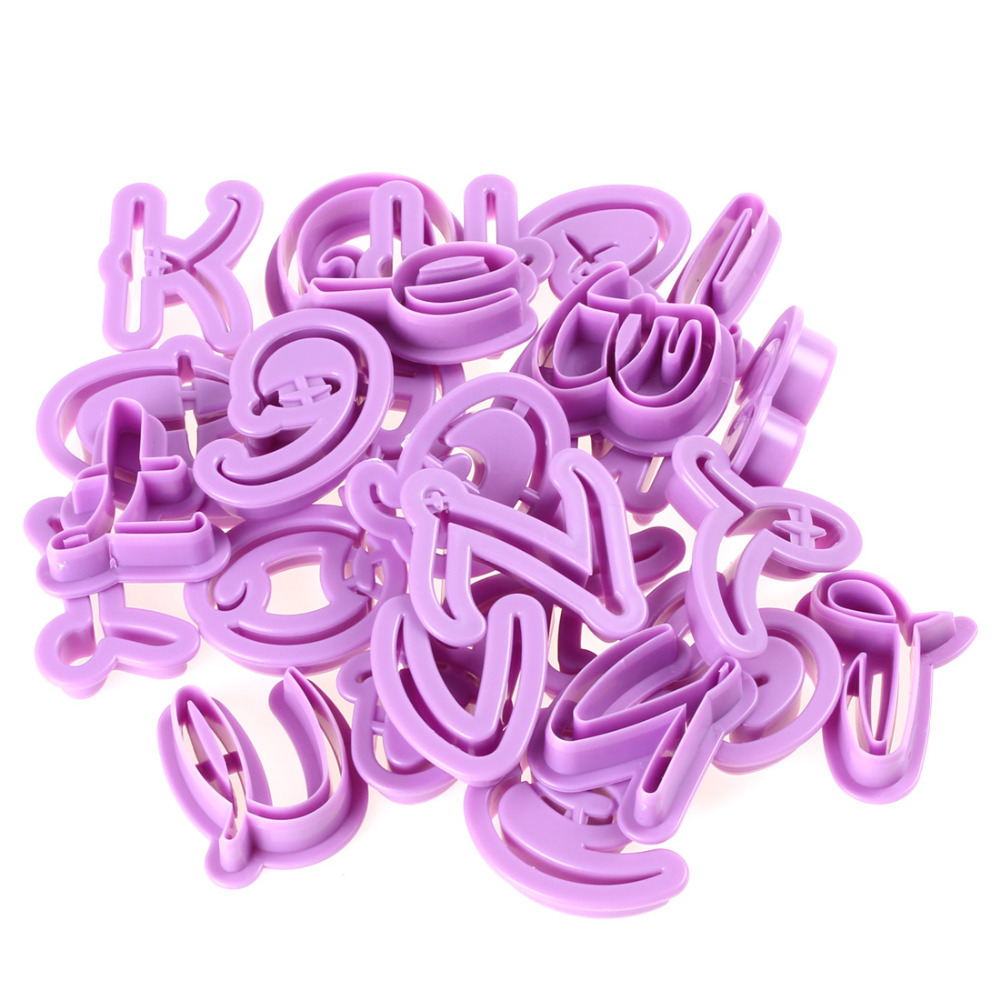 26pcs funky uppercase purple alphabet cake letters cutters plastic fondant cookie cutters set fondant letter moulds mold
