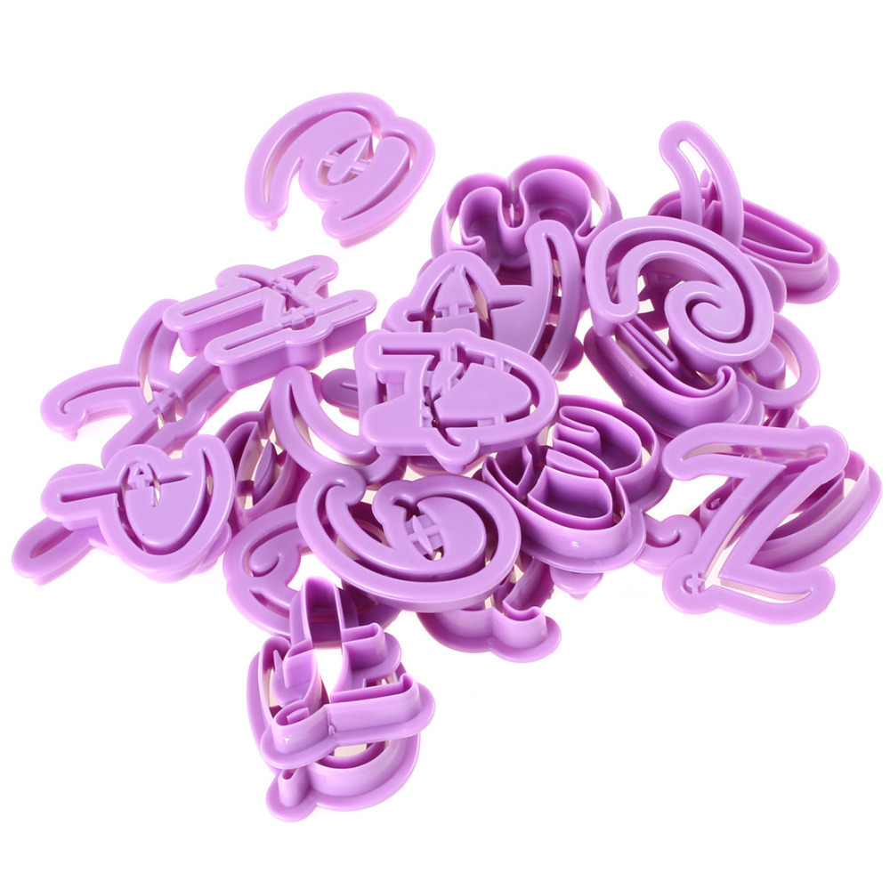 26pcs funky uppercase purple alphabet cake letters cutters plastic fondant cookie cutters set fondant letter moulds mold
