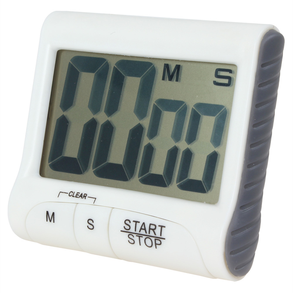 magnetic large lcd screen digital kitchen timer alarm magnet countdown cooking timer count up / down ( white / black )