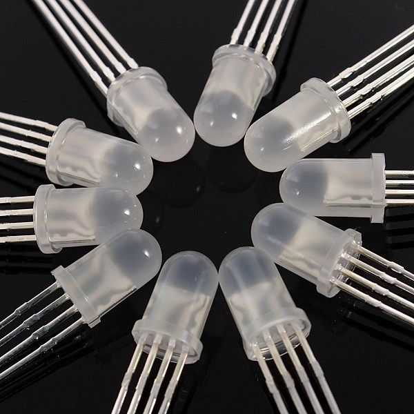 10pcs/lot 5mm 4pin rgb common anode led emitting diodes round diffused lights lamp