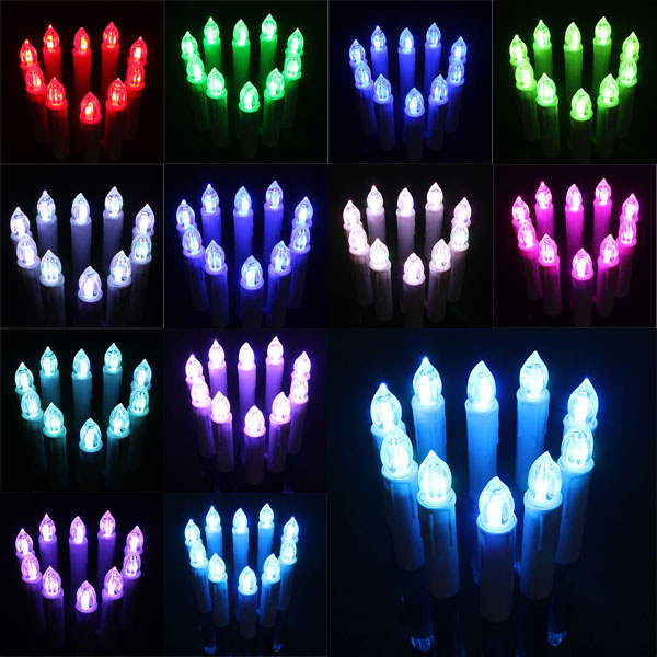 10pcs party wedding christmas home tree decoration wireless remote control 12 colors led candles battery operated light