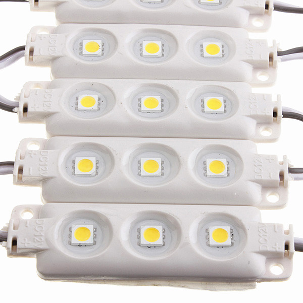 10pcs/set waterproof ip68 5050 smd 3 led module injection molding light strip lamp warm white pure white dc12v