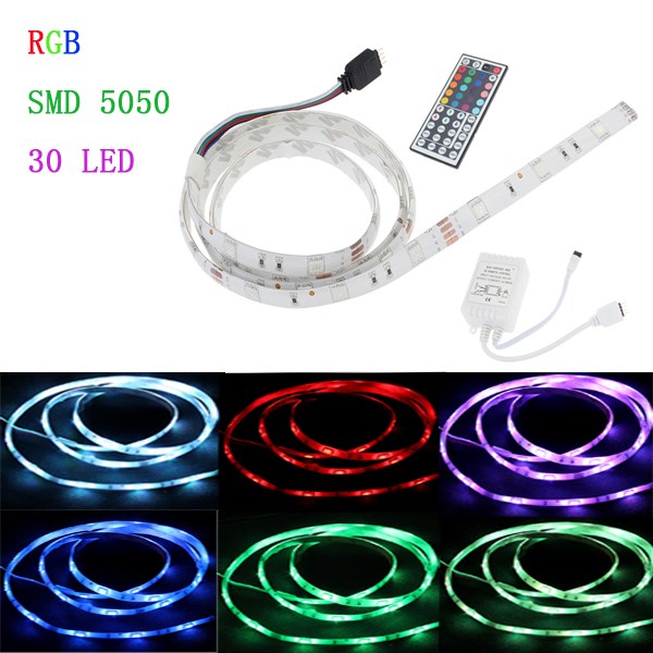 1m 5050 smd rgb led strip light waterproof 30 led 12v dc/ac+controller 1m 5050 smd rgb led strip light waterproof 30 led 12v dc/ac+controller