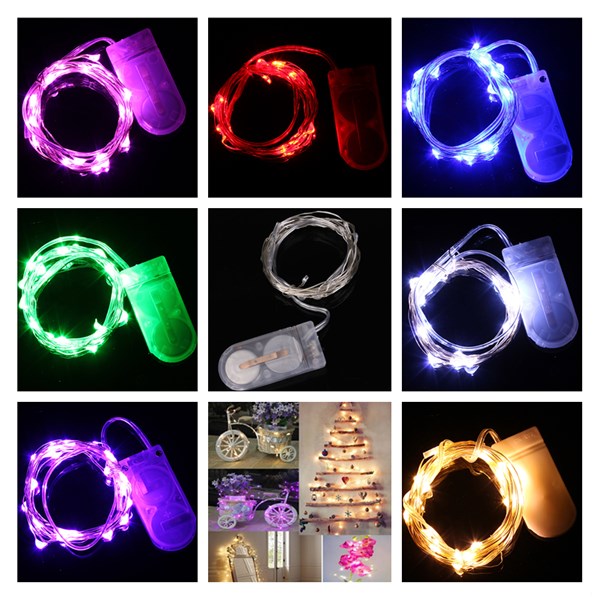 20 led 2m colorful silver wire fairy light christmas waterproof wedding party decoration sting bulb battery operated