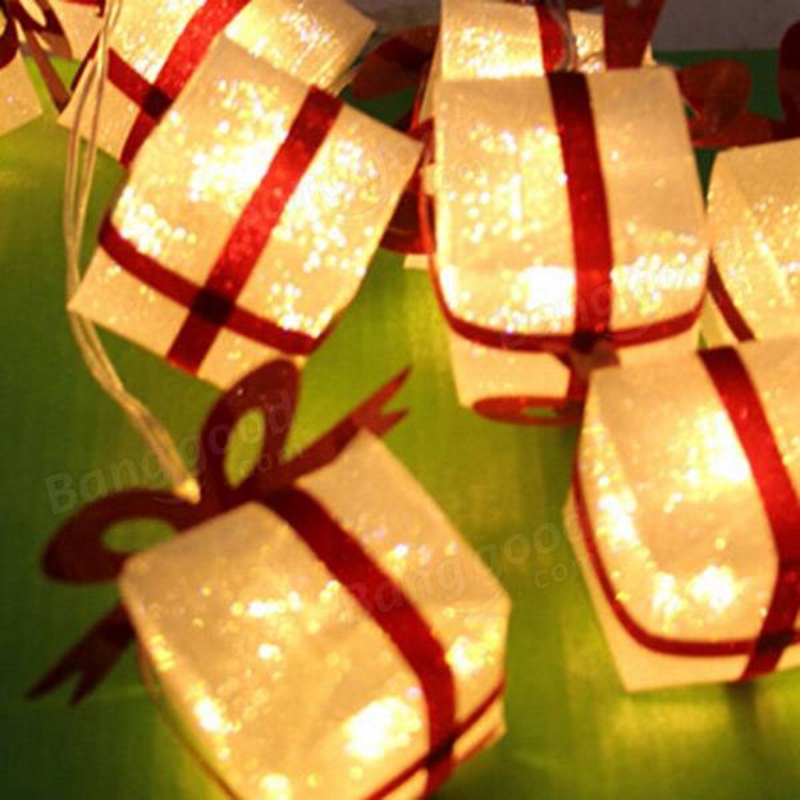 2015 new 2m 10 led christmas gift box party light string luminous xmas holiday decoration