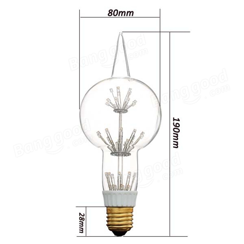 2015 new e27 led bulb 3w warm white 220v g80 edison style light bulb
