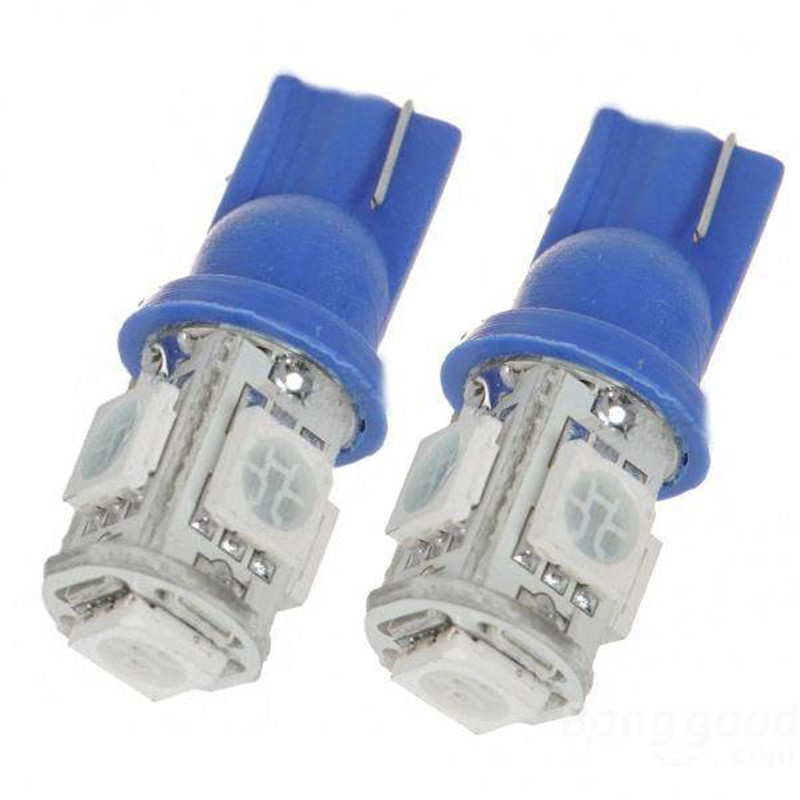 2015 newest t10 1w 20-30 lumen 5 x 5050 smd led car blue light bulbs (12v/pair)
