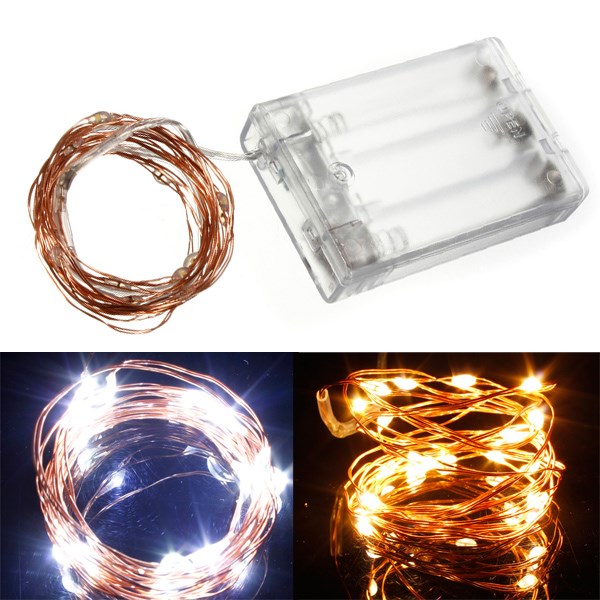 2m 20 led copper wire string fairy light battery operated xmas holiday party home decoration lamp white warm white