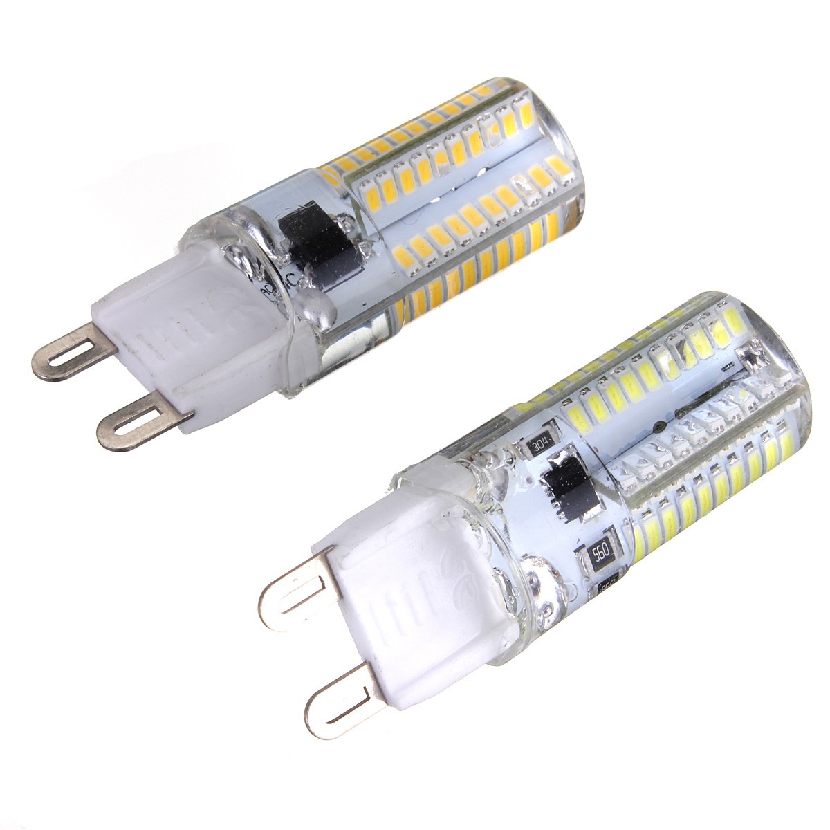2pcs/lot g9 dimmable 80 led 3014 smd white warm white silicone crystal corn lights home lamp bulb 220v 240v