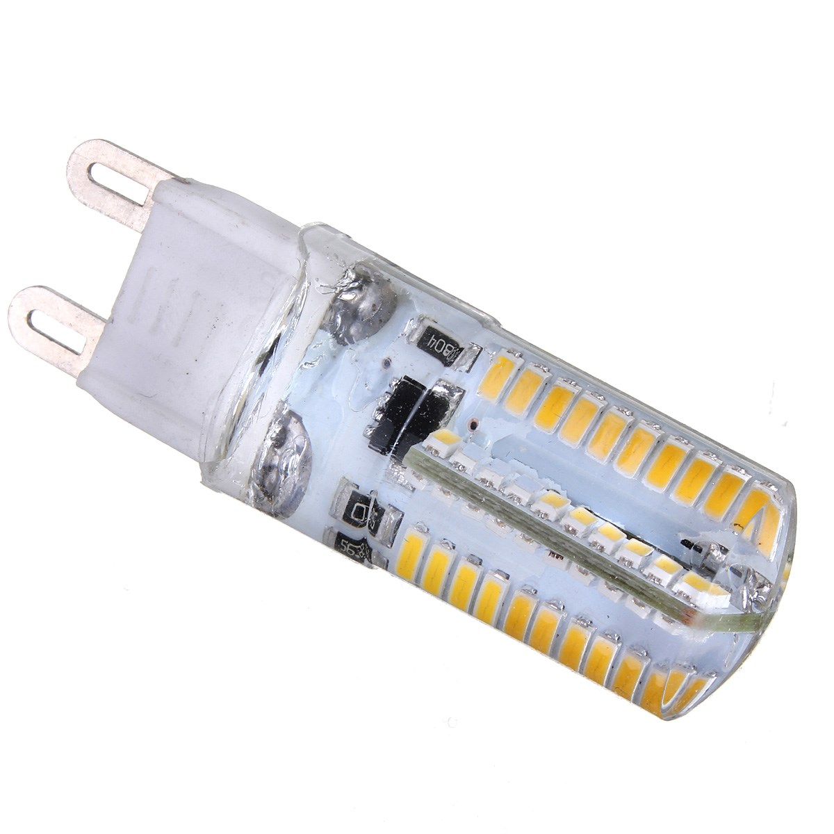 2pcs/lot g9 dimmable 80 led 3014 smd white warm white silicone crystal corn lights home lamp bulb 220v 240v
