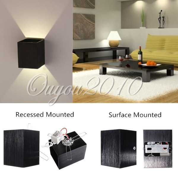 3w led aluminum square wall light hall porch walkway bedroom home fixture recessed mounted decoration lamp