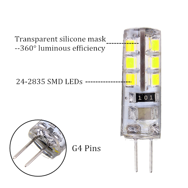 4x g4 1w 24 led 2835 smd cool white warm white energy saving silicone car auto cabinet light lamp bulb 220v