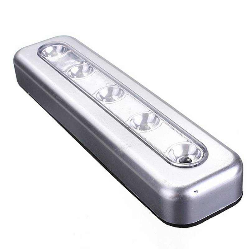 5 led self stick tap light under cabinet push touch night lamp battery powered kitchen closet desk bulb