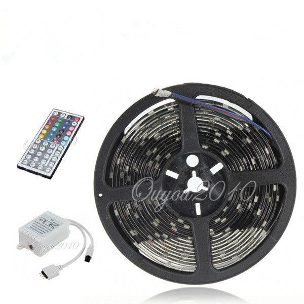 5m 5050 rgb smd 300 led waterproof flexible strip tape light christmas decoration lamp 60led/m with 44 key ir remote dc12v
