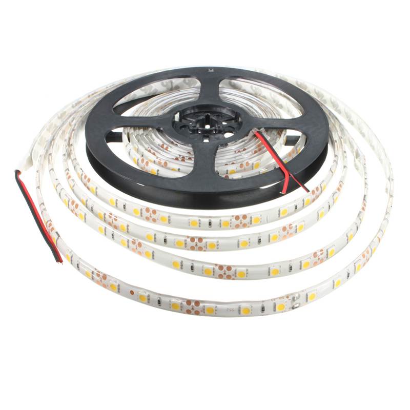 5m 5050 smd 300 led warm white ip65 waterproof flexible strip 60led/m light lamp dc12v