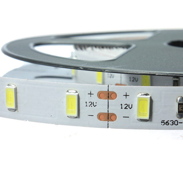 5m 5630 smd 300 led strip flexible non-waterproof light 1200-1500 lumen warm white pure white dc12v