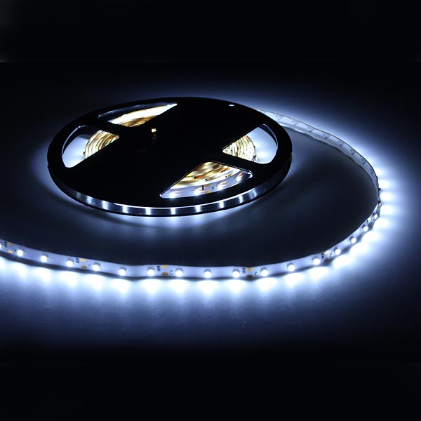 5m flexible 3528 smd 300 led strip light white 60 led/m non-waterproof lighting dc12v