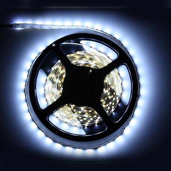 5m flexible 3528 smd 300 led strip light white 60 led/m non-waterproof lighting dc12v