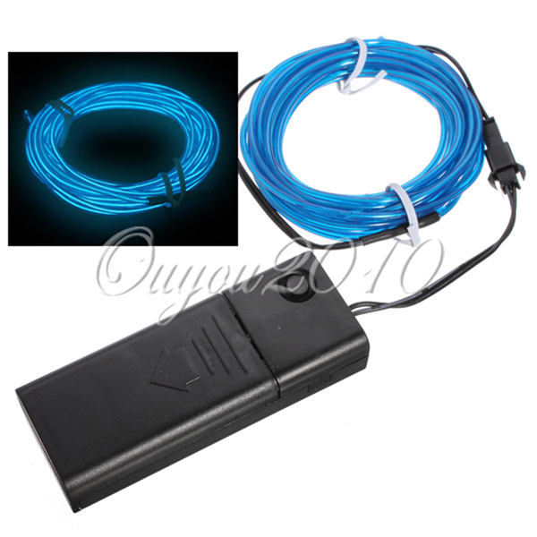 5m multicolor el wire tube rope battery powered flexible neon light car party decor with controller