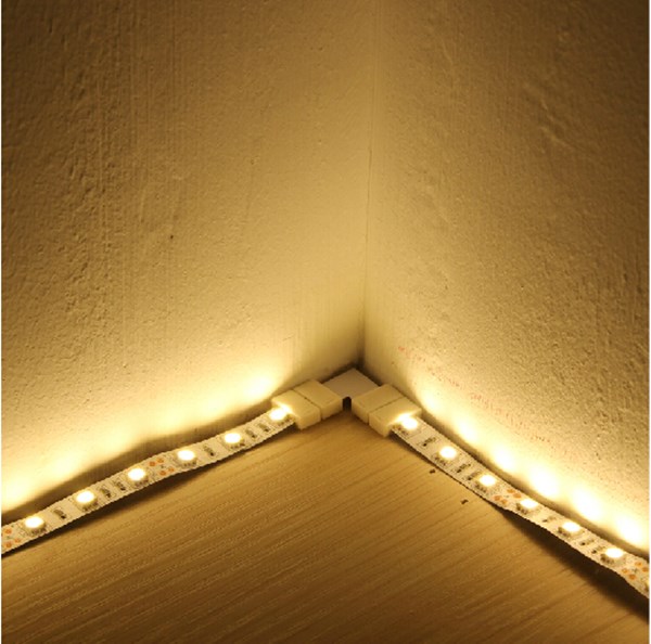 5pcs/lot 8mm 2 pin l shape adapters single color 3528 led strip corner cross connectors no soldering