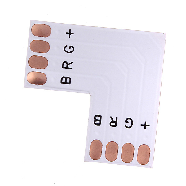 5pcs/lot led strip pcb connector 4pin 10mm l shape adapters for rgb led smd 5050 3528 strip no soldering