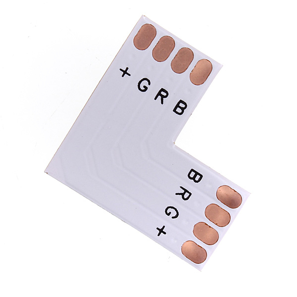 5pcs/lot led strip pcb connector 4pin 10mm l shape adapters for rgb led smd 5050 3528 strip no soldering