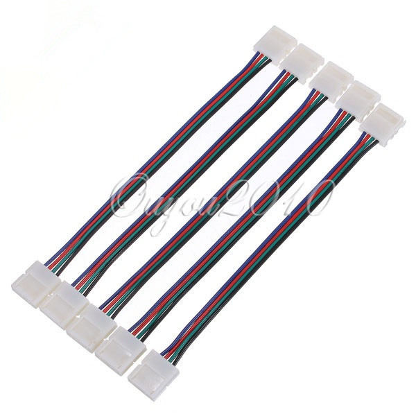 5x 4pin 10mm female diy pvc rgb led pcb strip connector adapter for 5050 led lights