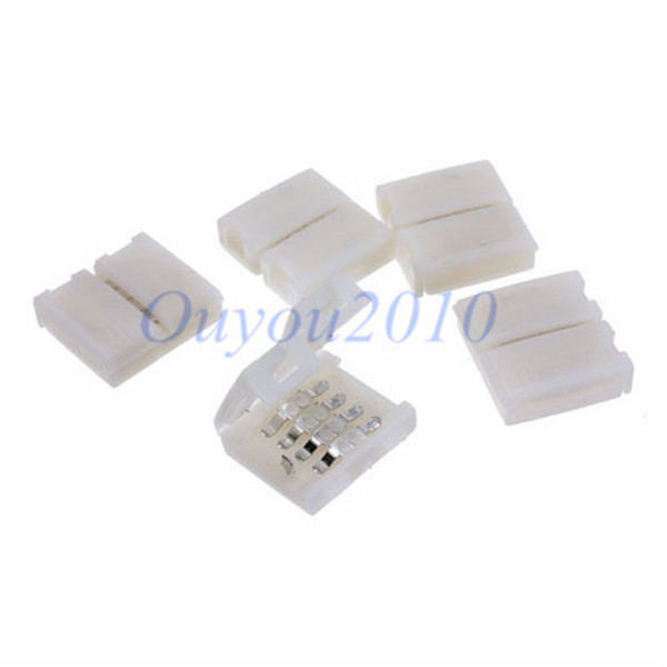 5x 4pin 10mm female diy pvc rgb led pcb strip connector adapter for 5050 led lights