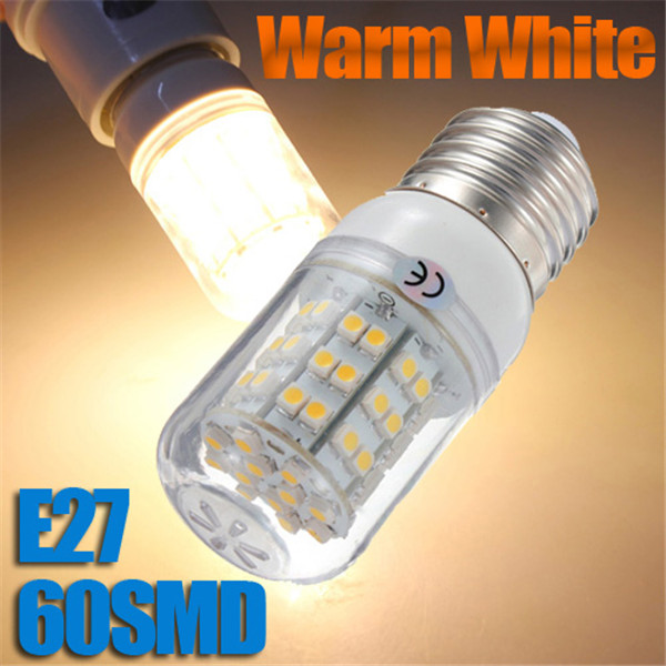 60 smd 3528 led light e27 spotlight bulb lamp warm white 200v-240v with transparent cover