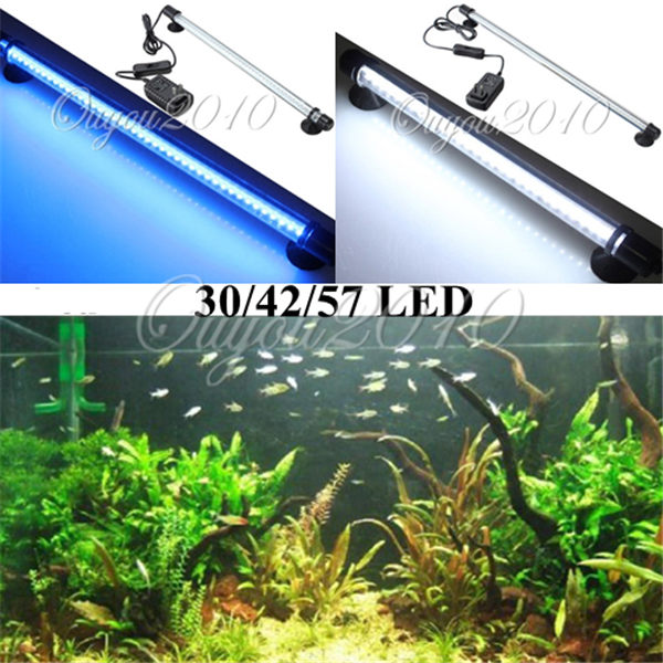 aquarium fish tank accessorie 30 led light lighting blue white 28cm bar submersible waterproof decoration clip lamp 100-240v