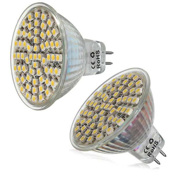 best promotion 4pcs/lot 60 smd 3528 led mr16 warm white energy saving spotlight spot light home lamp bulb dc12v