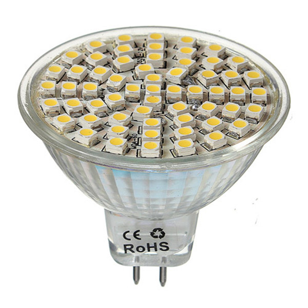 best promotion 4pcs/lot 60 smd 3528 led mr16 warm white energy saving spotlight spot light home lamp bulb dc12v