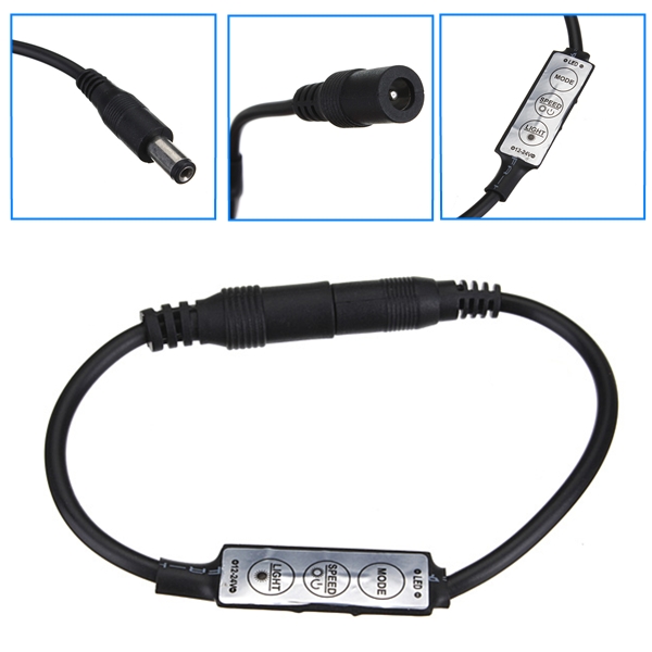 best promotion mini inline controller dimmer switch connector for led strip light black dc12v-24v