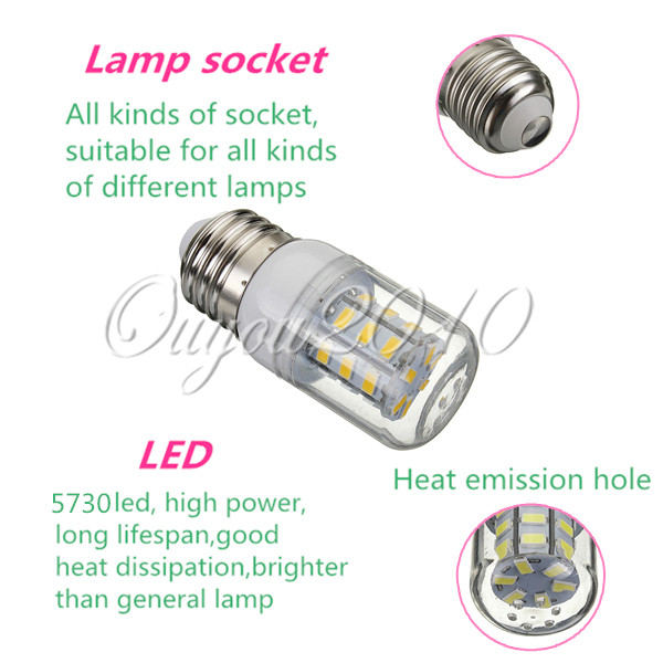 big promotion e27 27 led 5730 smd super bright white warm white energy saving corn lights spotlight lamp bulb dc12v