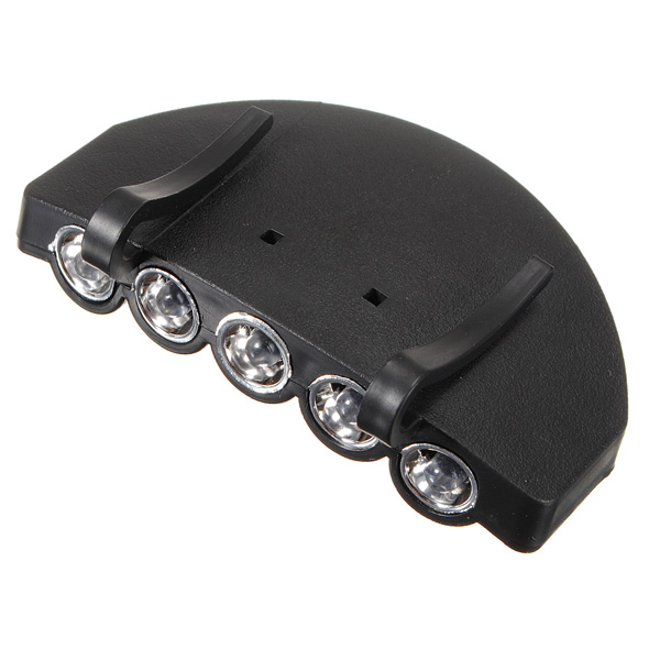 clip on 5 led head cap hat light headlamp headlight torch for outdoor fishing camping hunting black