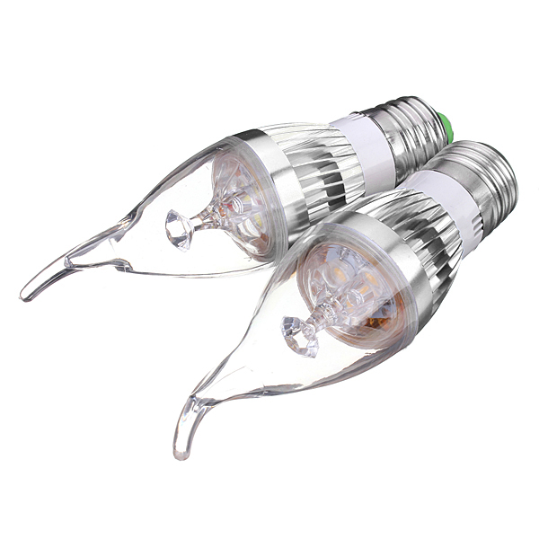 durable e27 dimmable 3w 3 led chandelier candle lights home lamp bulb silver cold white warm white 300-330lm 220v