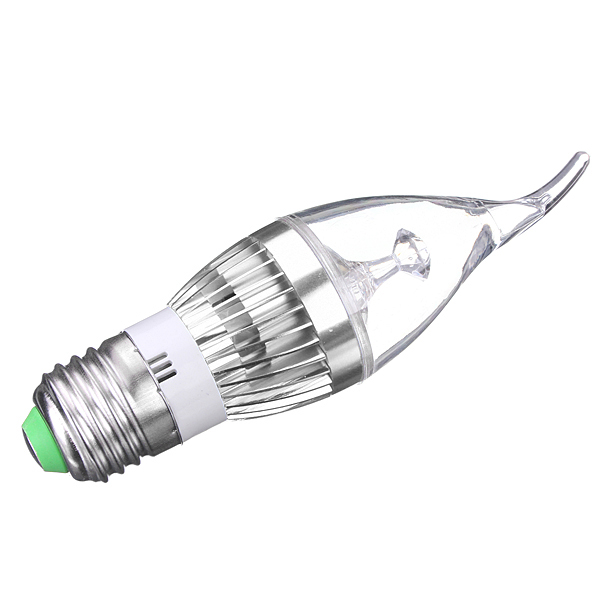 durable e27 dimmable 3w 3 led chandelier candle lights home lamp bulb silver cold white warm white 300-330lm 220v
