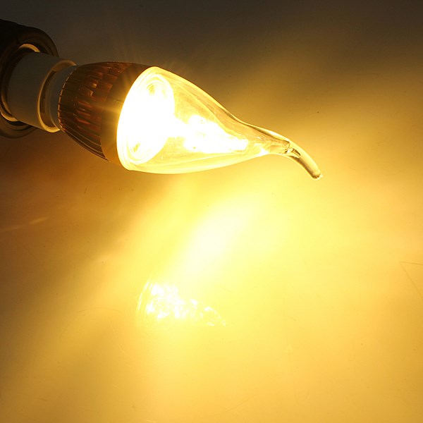 durable e27 dimmable 3w 3 led chandelier candle lights home lamp bulb silver cold white warm white 300-330lm 220v